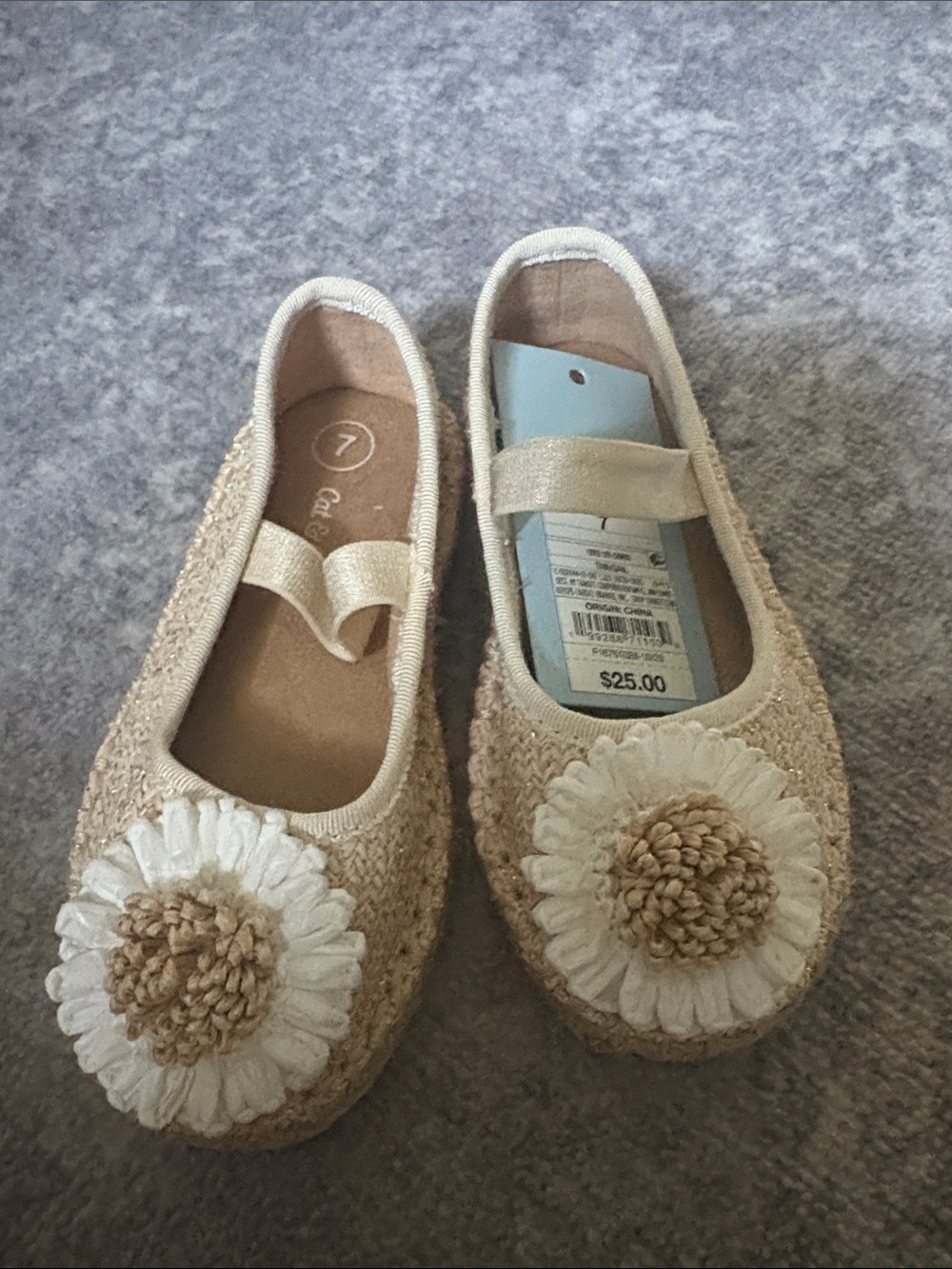 Cat & Jack Cream/Tan Floral Ballet Flats